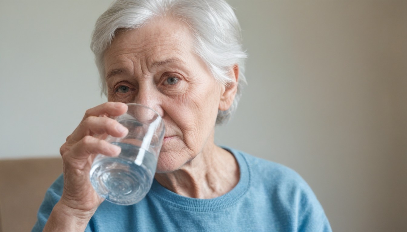 Older person drinking