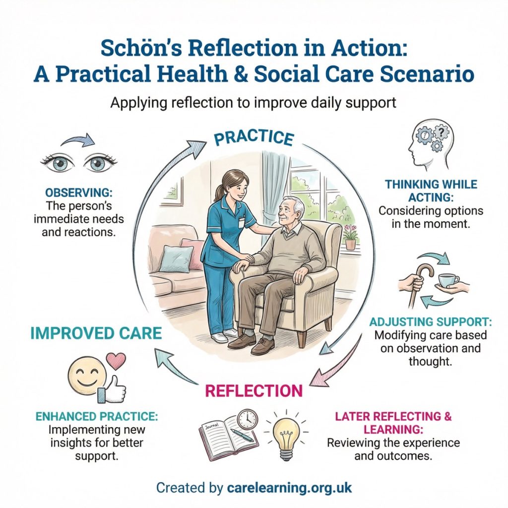 How to apply schons reflection in action infographic.