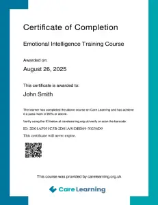 Example certificate