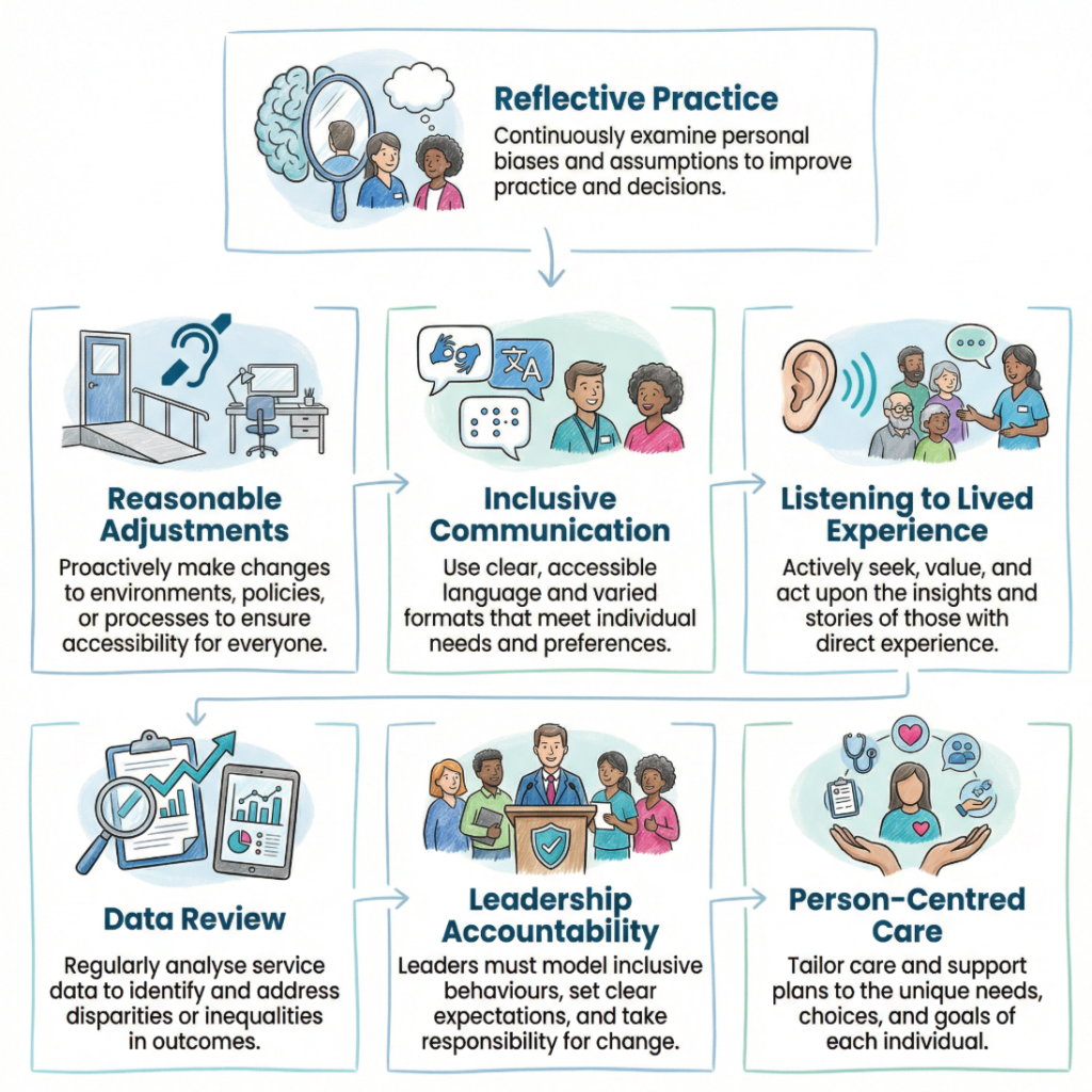 An infographic showing different ways staff and organisations could respond.