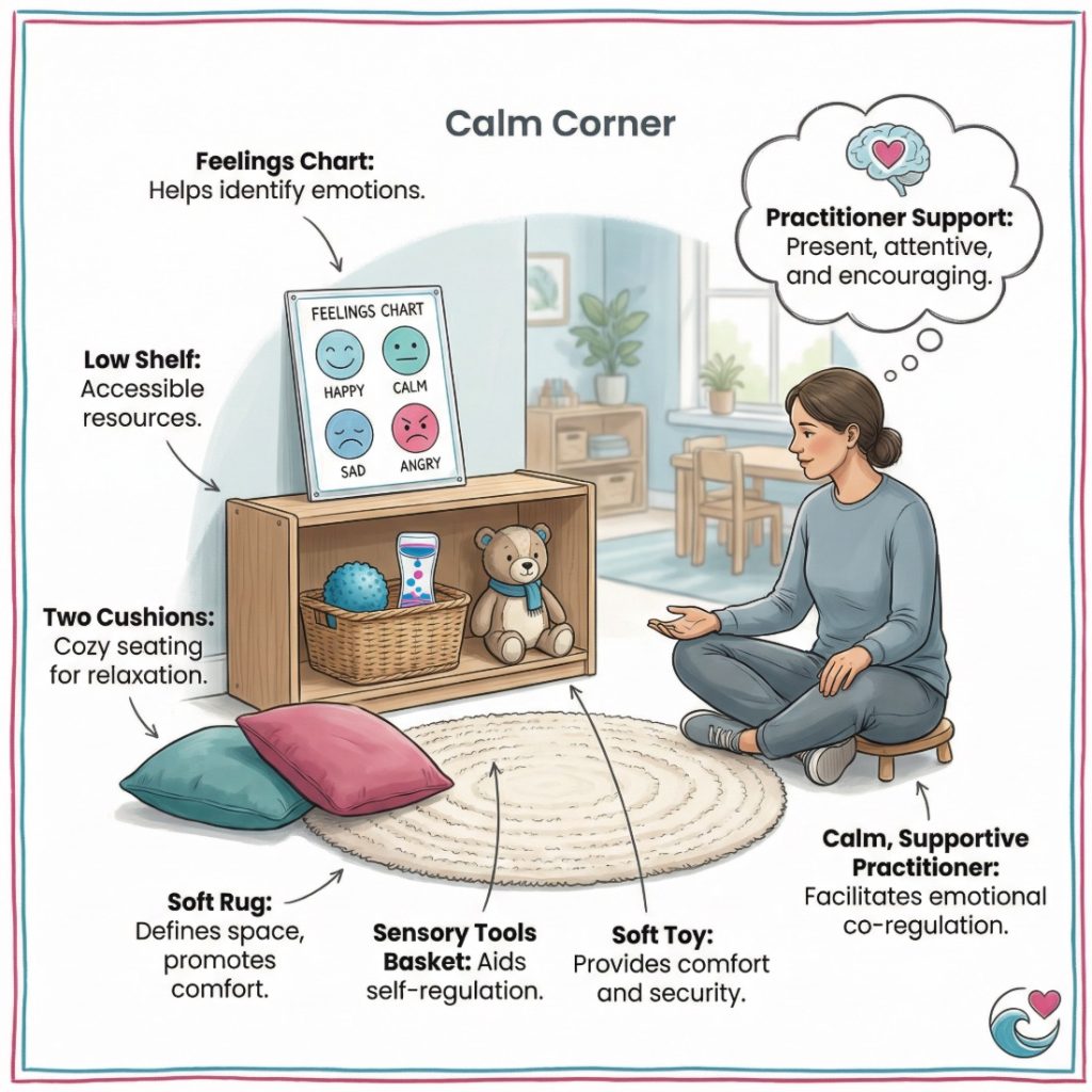 What should you include in a calm corner?